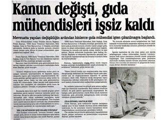 Gıda mühendisliği ve istihdam sorunu