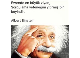 ‘Evrende en büyük ziyan,sorgulama yeteneğini yitirmiş bir beyindir.’ Albert Einstein