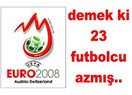 Euro 2008: Demek ki 23 oyuncu azmış