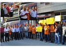 Yol İş Sendikası üyesi işçiler AKP önünde taşeronlaşmayı protesto etti
