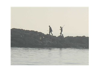 İki balıkçının silueti