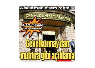 Genelkurmay açıklaması...