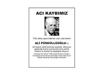 Bir Haziran yolcusu daha; Ali Püsküllüoğlu’nu kaybettik!