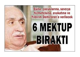 Geride kalan, sadece 6 mektup…