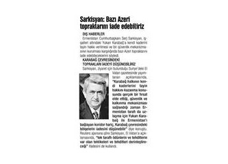 Sarkisyan: Bazı Azeri topraklarını iade edebiliriz