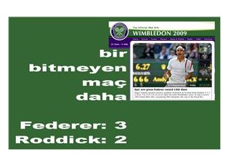 Federer – Roddick maçını 3-2 Federer aldı, Roddick’e yazık oldu.
