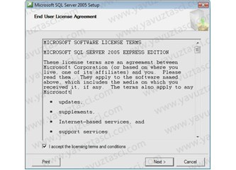 SQL Server 2005 Express Edition kurulumu
