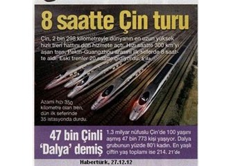 Çin 24 saatlik yolu hızlı trenle 8 saate düşürdü