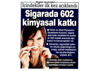 Sigarada 602 adet kimyasal varmış...