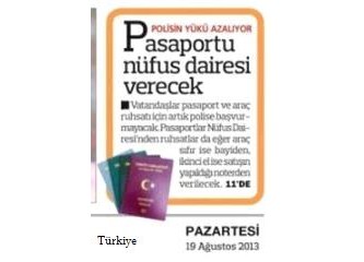 Pasaportları Nüfus Daireleri verecekmiş...