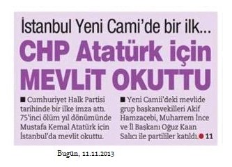CHP, Atatürk için mevlit okuttu !