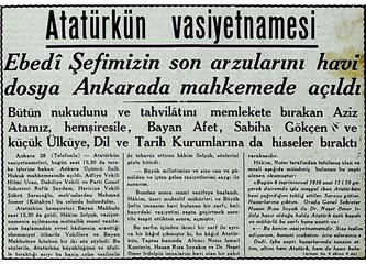 Atatürk'ün 5 Eylül 1938'de(Pazartesi) Dolmabahçe Sarayı'nda yazdığı vasiyeti...