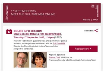 MBA Adayları: SDA Bocconi Full Time MBA Online Toplantı Duyurusu