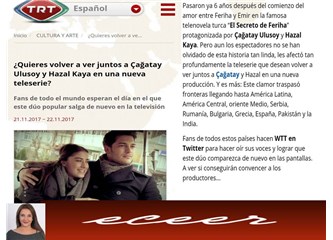 Hazal Kaya ve Çağatay Ulusoy TRT Espanol’a Haber Oldu